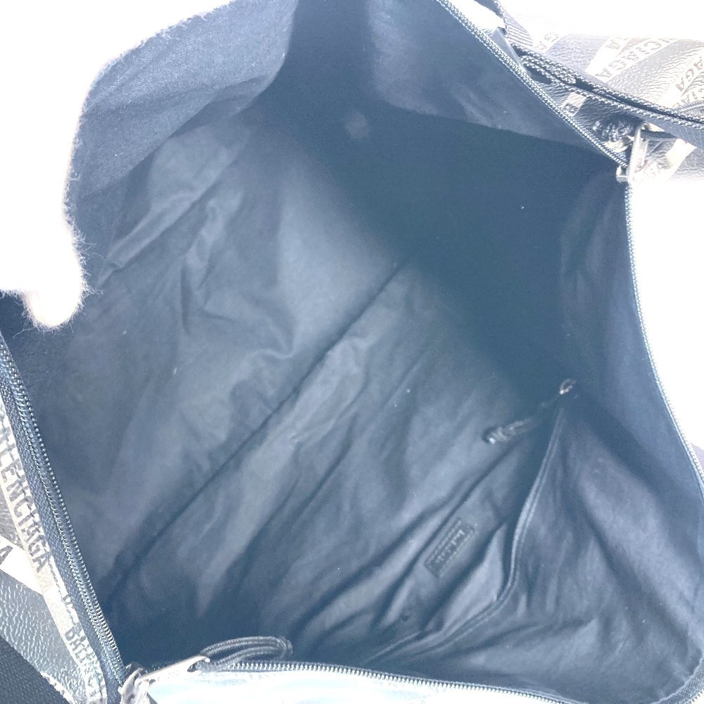 BALENCIAGA Logo Shoulder Bag Travel Boston Leather Gray - Picture 11 of 15